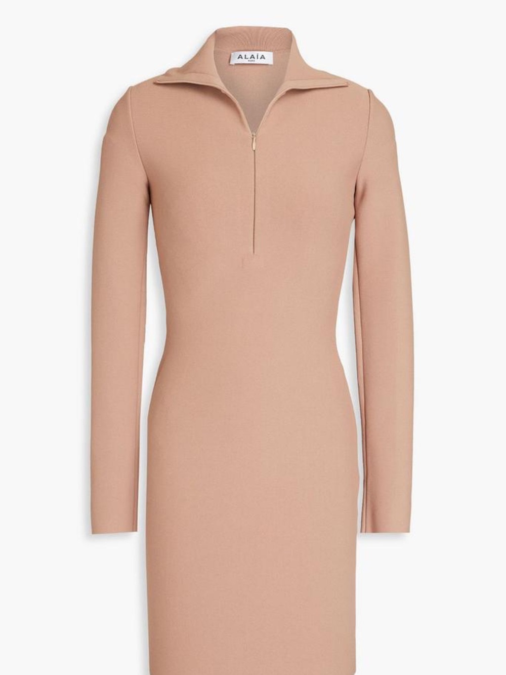 Alaia Angie dress Blush Pink Long-Sleeve Zip-Neck Bodycon Dress